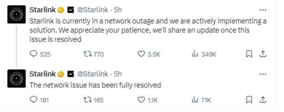 Musk's Starlink Restored After Brief Outage - Protechbro