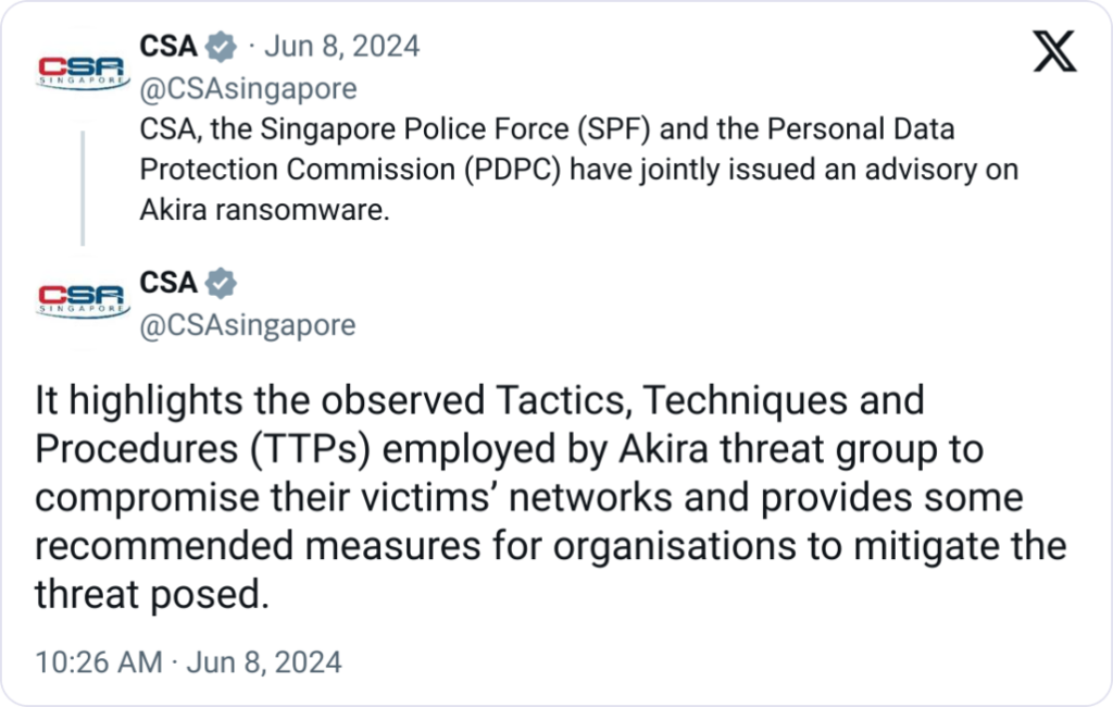 Source: Cyber Security Agency of Singapore