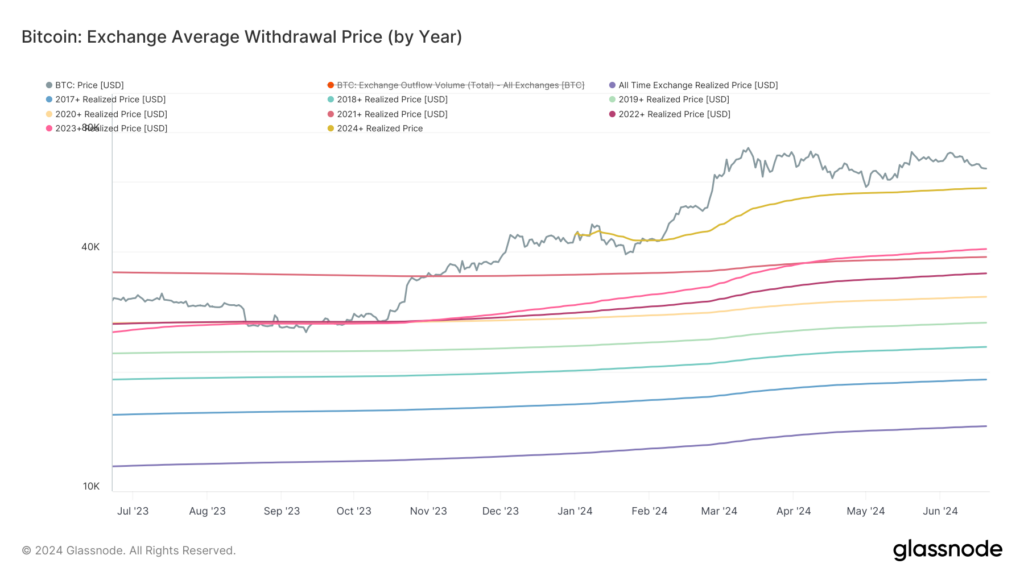 Bitcoin: Exchange Average Withdrawal Price (by year): (Source: Glassnode)
