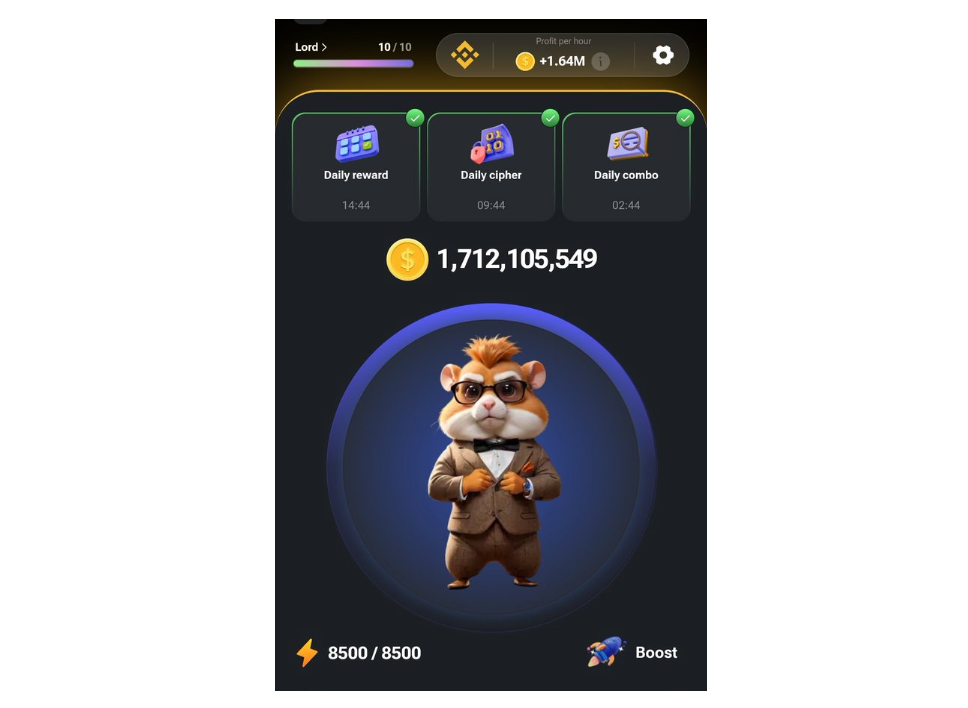 Hamster Kombat gaming interface. Source: Hamster Network