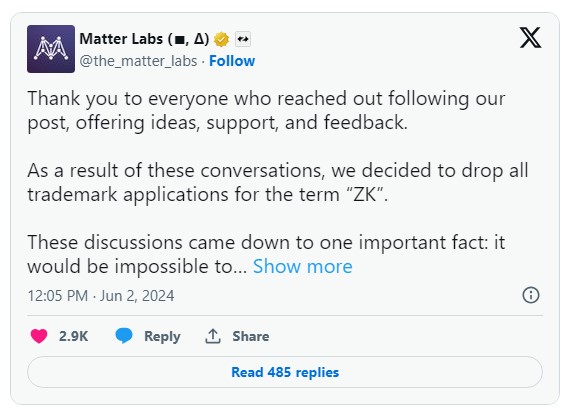 Matter Labs Withdraws ZK Application After Backlash - Protechbro