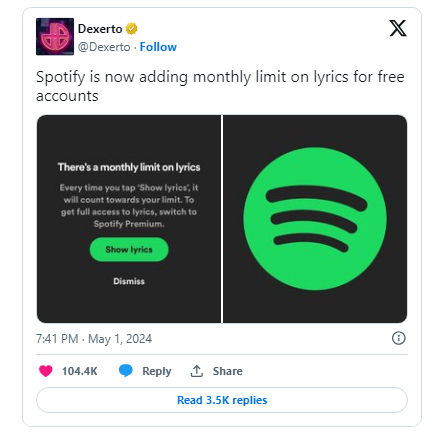 Spotify Allows Lyrics Access for Non-paying Users