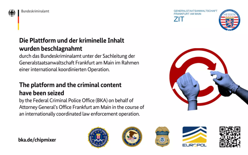 ChipMixer website after law enforcement seizure. Source: Europol