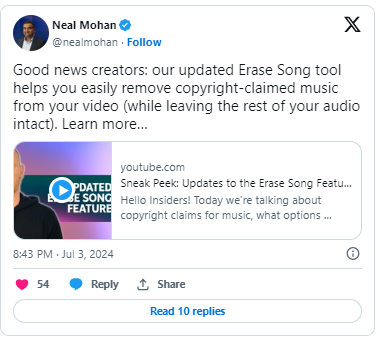 YouTube Updates Eraser Tool to Removes Copyrighted Music