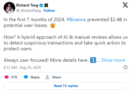 Binance Blocks $2.4B in Fraud Tries - Protechbro: Top Stories on Bitcoin, Ethereum, Web3, & Blockchain