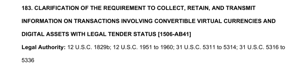 A snippet of the semiannual regulatory agenda issued by the US Department of Treasury. Source: Federal Register