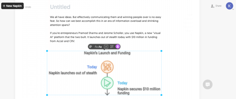 Napkin Transforms Text into Visuals with Generative AI