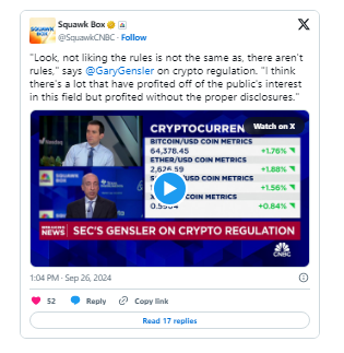 SEC Gensler: Bitcoin not a Security