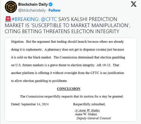 CFTC Warns of Kalshi Manipulation - Protechbro: Top Stories on Bitcoin, Ethereum, Web3, & Blockchain