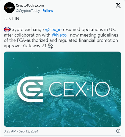 CEX.IO Back in UK After Meeting FCA Compliance - Protechbro: Top Stories on Bitcoin, Ethereum, Web3, & Blockchain