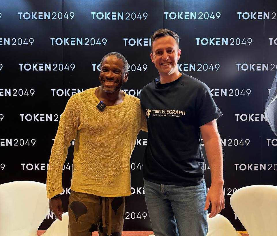 Hayes and Cointelegraph managing editor Gareth Jenkinson at Token2049. Source: Cointelegraph