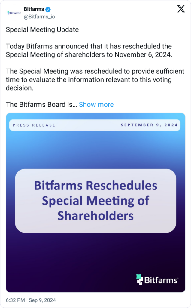 Bitfarms Delays Meeting on Board Change Demand - Protechbro