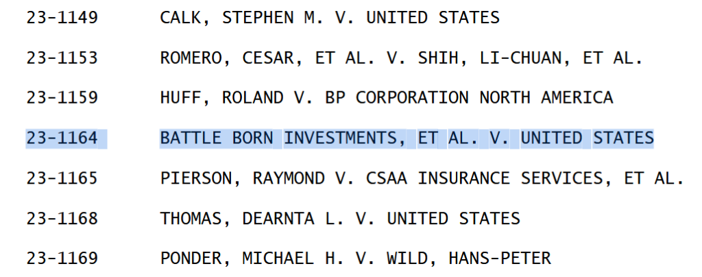 Denial list of cases from the US Supreme Court Source: Supreme Court