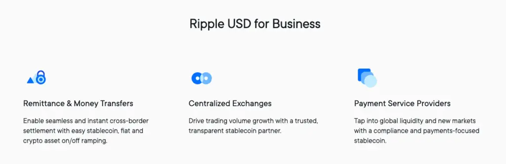 Ripple USD (RLUSD) will feature global remittance, listings on centralized exchanges and payment service providers. Source: Ripple