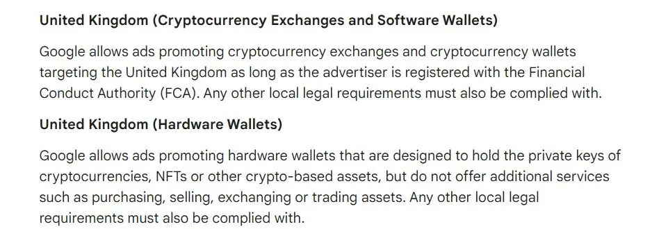 Google will update crypto ad requirements in the UK. Google Ads