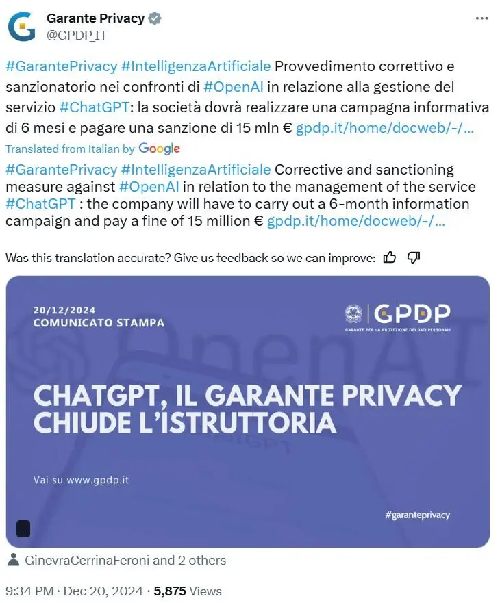 Source: Garante Privacy