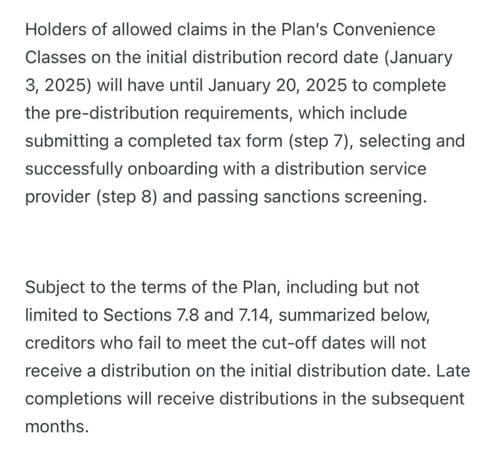 FTX pre-distribution requirements, court filing. Source: Sunil