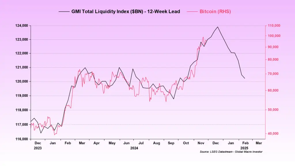 GMI Total Liquidity Index, Bitcoin (RHS). Source: Raoul Pal