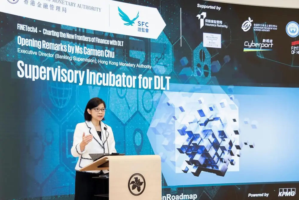 Hong Kong Monetary Authority Executive Director Carmen Chu delivering opening remarks at FiNETech4: Source: HKMA