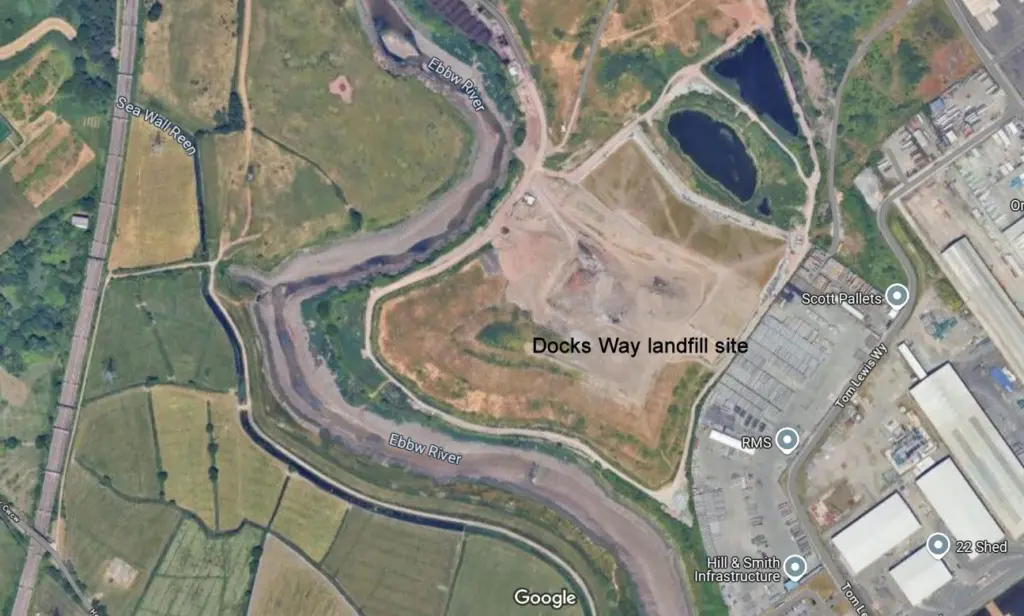 Docks Way landfill site in Wales. Source: Google Maps