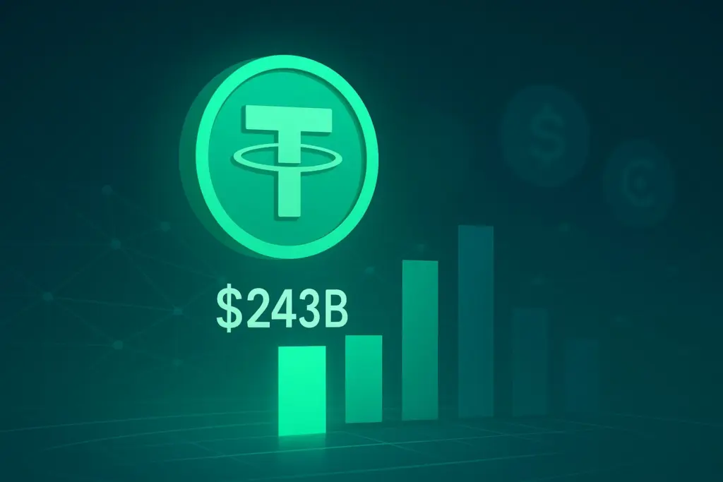 Tether Expands Lead as Stablecoin Market Hits $243B