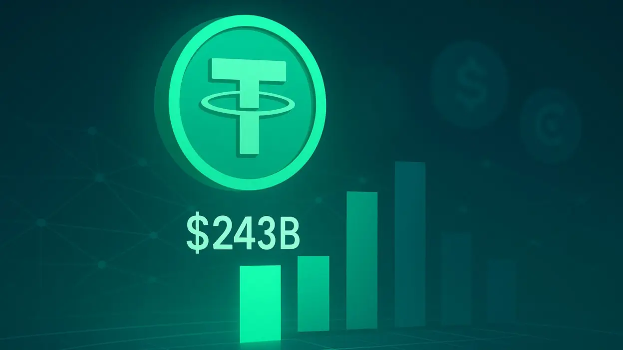 Tether Expands Lead as Stablecoin Market Hits $243B