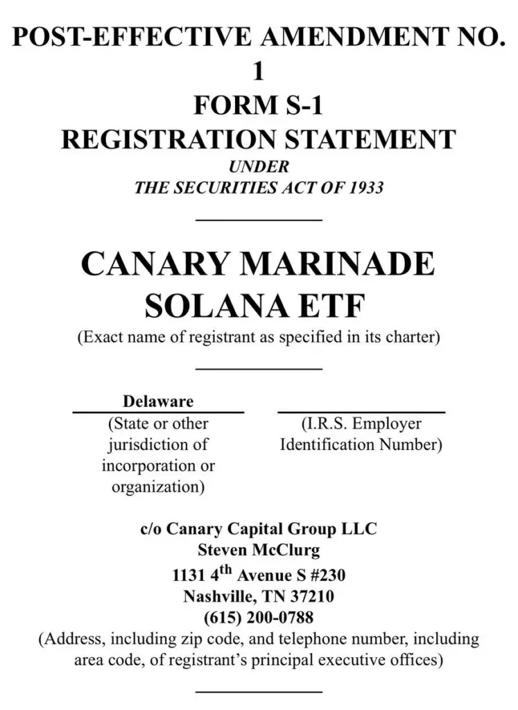 Canary Capital now ‘Canary Marinade Solana ETF