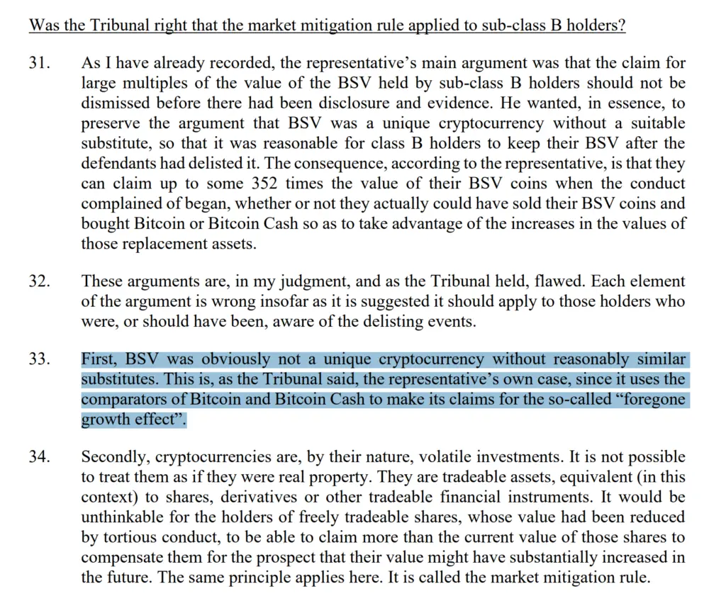UK court ruling against Bitcoin SV investor’s lawsuit. Source: Caselaw