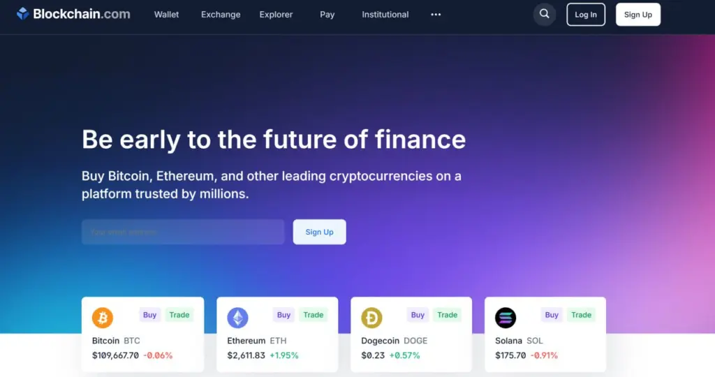 Crypto exchange blockchain.com. Source: Blockchain.com