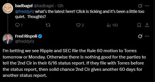 XRP Lawsuit Update- Another 60-Day Extension Possible - Protechbro: Top Stories on Bitcoin, Ethereum, Web3, & Blockchain Source: X