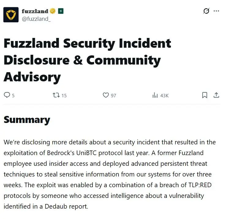 Fuzzland Links Ex-Employee to $2M Bedrock UniBTC Exploit - Protechbro: Top Stories on Bitcoin, Ethereum, Web3, & Blockchain