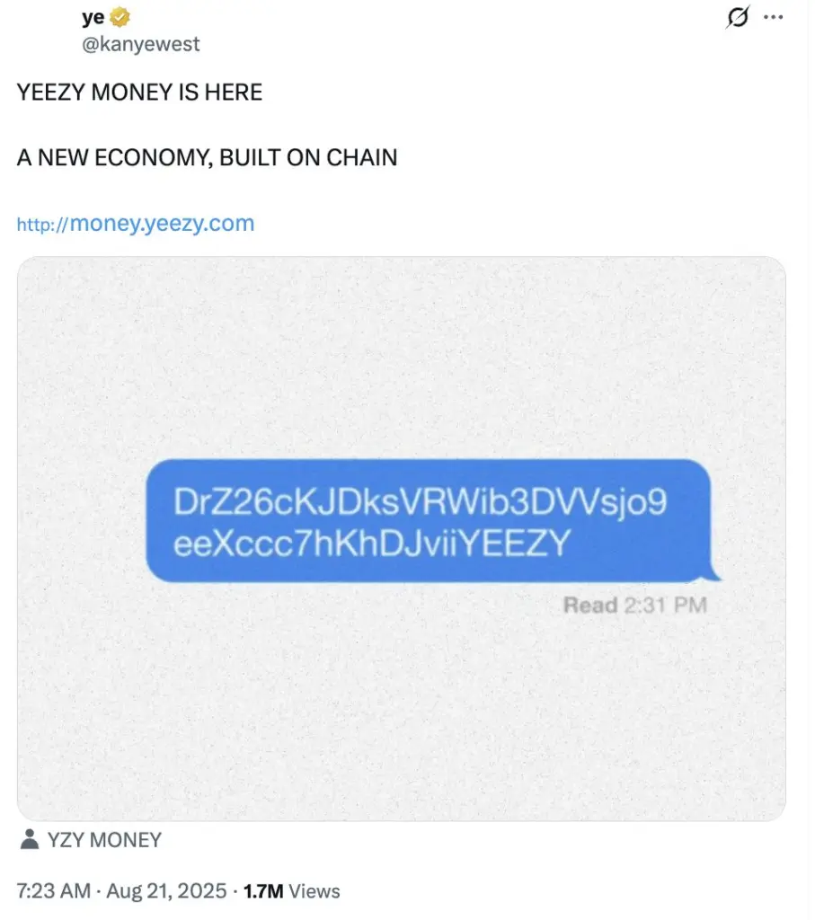 Kanye West Launches Solana-Based Meme Coin YZY - Protechbro: Top Stories on Bitcoin, Ethereum, Web3, & Blockchain